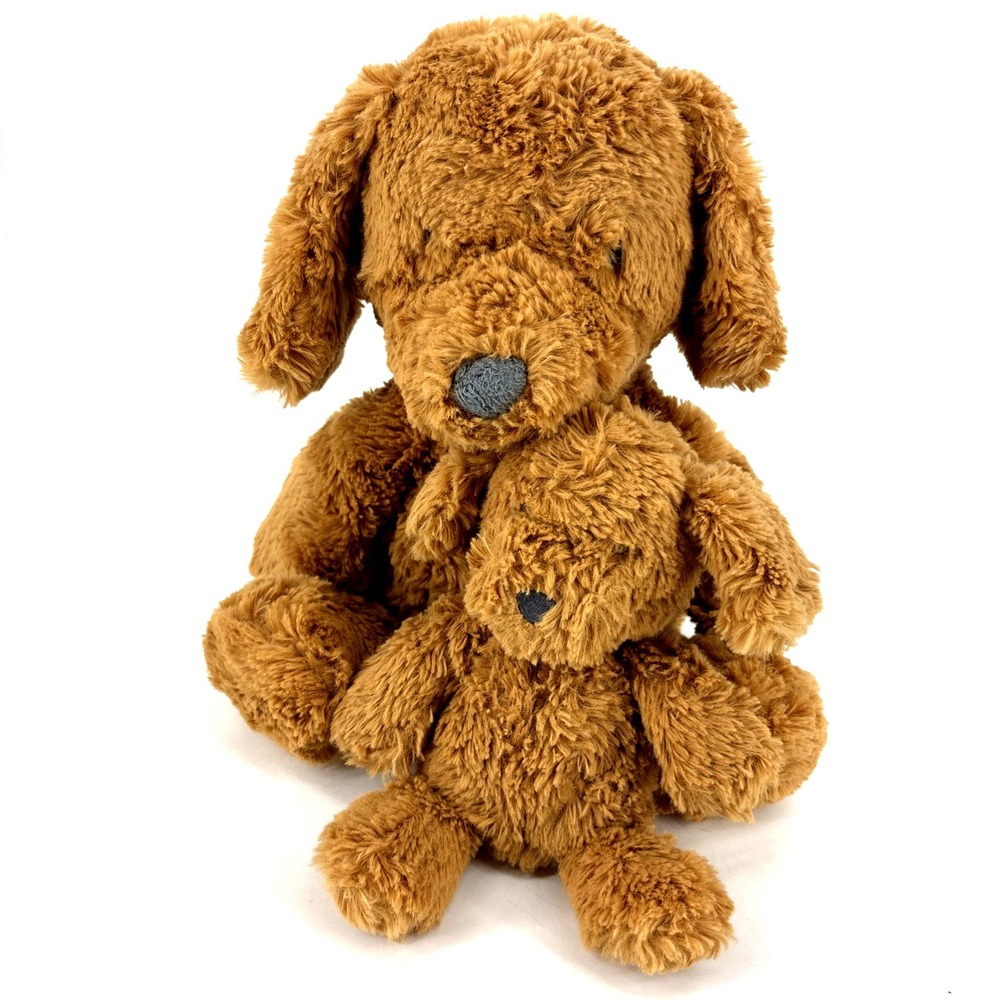 Cloud Island Plush‎ Dog Mom and Puppy Baby Rattle Pair Target Brown Doodle